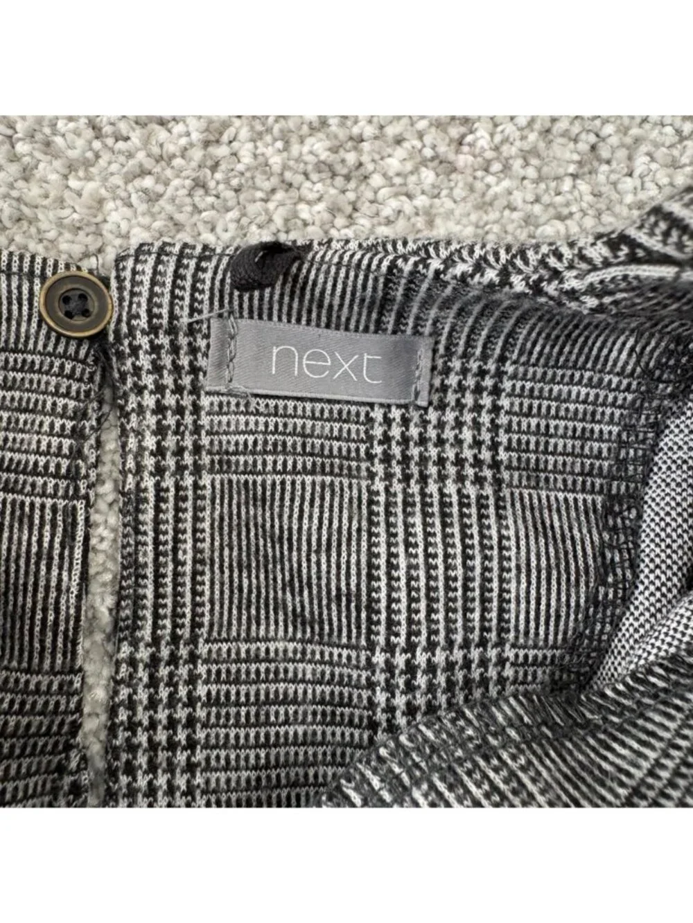Next Dress Girls 3/4 Years Charcoal Plaid Print